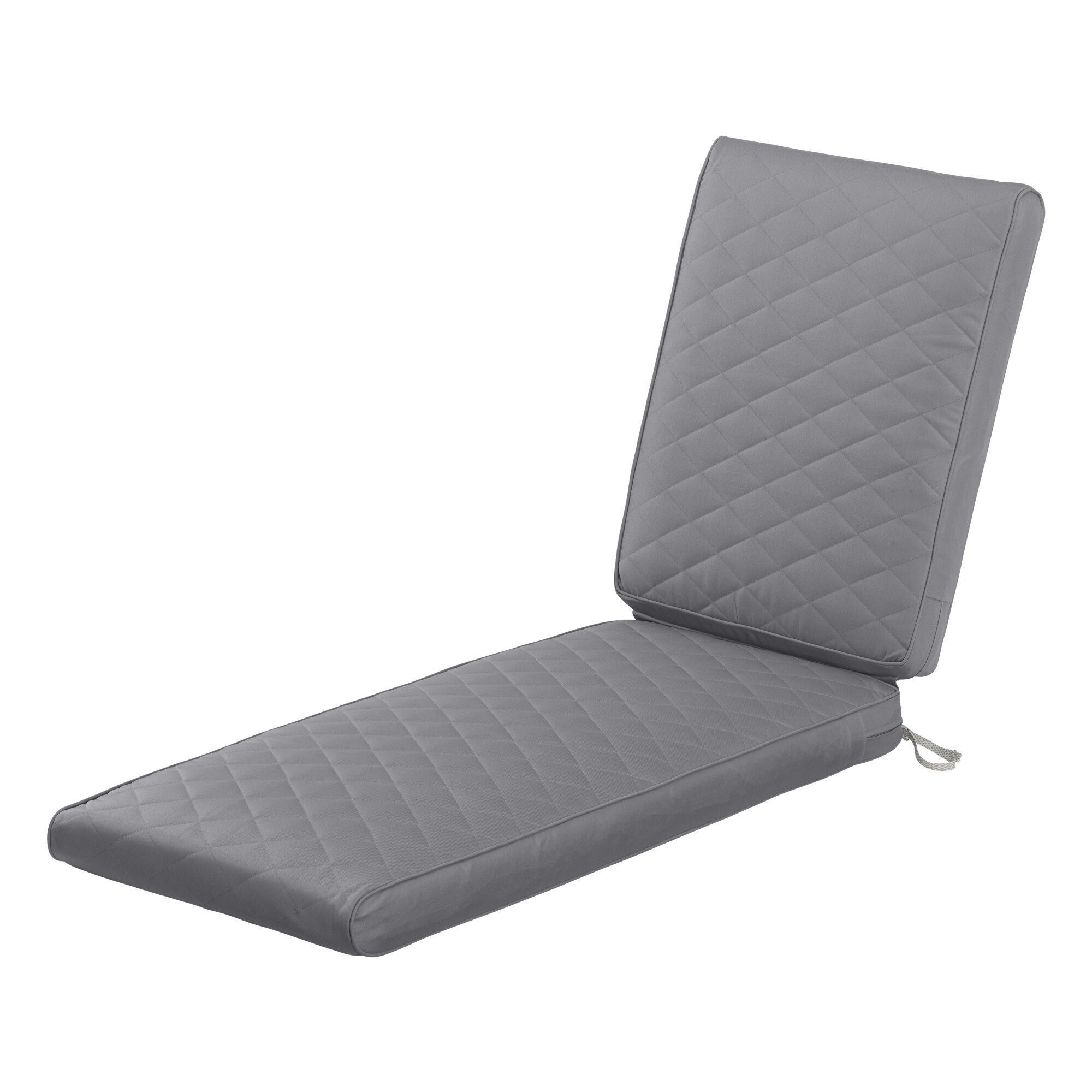 Classic Accessories Montlake FadeSafe Quilted Chaise Lounge Cushion — 80in. x 26in. x 3in., Water-Resistant, Grey, Model# 62-029-GREY-EC
